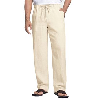 COOFANDY Men' Casual Linen Pants Cotton Elastic Waist Drawstring Trousers