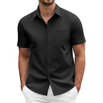 COOFANDY Men' Short Sleeve Casual Button Down Shirt Business Untucked Dress Shirts with Pocket