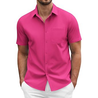 COOFANDY Men' Short Sleeve Casual Button Down Shirt Business Untucked Dress Shirts with Pocket