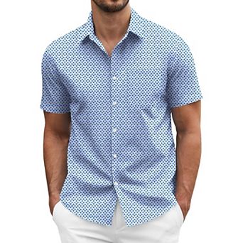 COOFANDY Men' Short Sleeve Casual Button Down Shirt Business Untucked Dress Shirts with Pocket