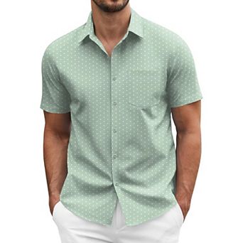 COOFANDY Men' Short Sleeve Casual Button Down Shirt Business Untucked Dress Shirts with Pocket