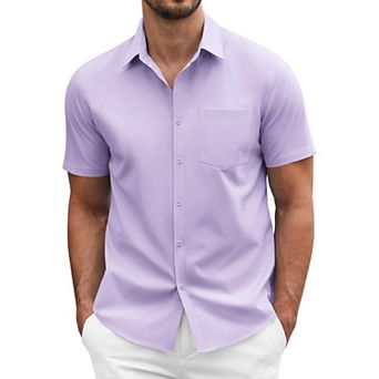 COOFANDY Men' Short Sleeve Casual Button Down Shirt Business Untucked Dress Shirts with Pocket