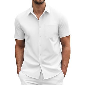 COOFANDY Men' Short Sleeve Casual Button Down Shirt Business Untucked Dress Shirts with Pocket