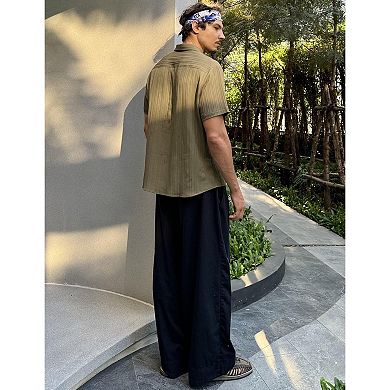 COOFANDY Men' Short Sleeve Summer Shirt Beach Shirts Casual Button Down Textured Shirt