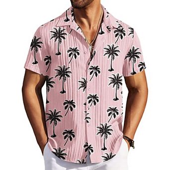 COOFANDY Men' Short Sleeve Summer Shirt Beach Shirts Casual Button Down Textured Shirt
