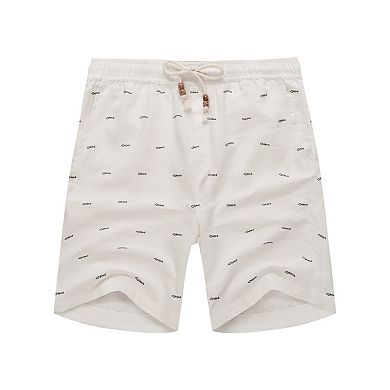 COOFANDY Men' Linen Casual Summer Beach Shorts Drawstring Loose Fit Elastic Waist Shorts