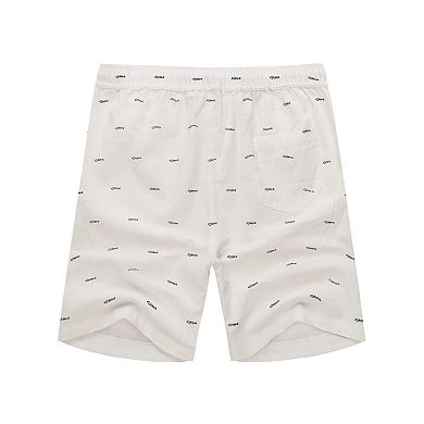 COOFANDY Men' Linen Casual Summer Beach Shorts Drawstring Loose Fit Elastic Waist Shorts