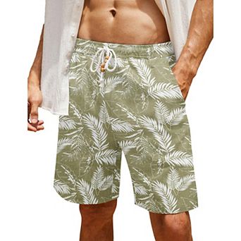 COOFANDY Men' Linen Casual Summer Beach Shorts Drawstring Loose Fit Elastic Waist Shorts