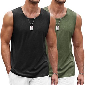 COOFANDY Men' Tank Tops Quick Dry Gym Workout Sleeveless Shirts American Flag Festival Summer