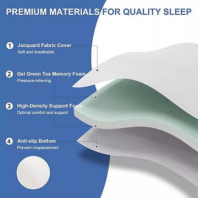 Maxspeed 4" Gel Memory Foam Sofa Bed Mattress Replacement with Washable Cover