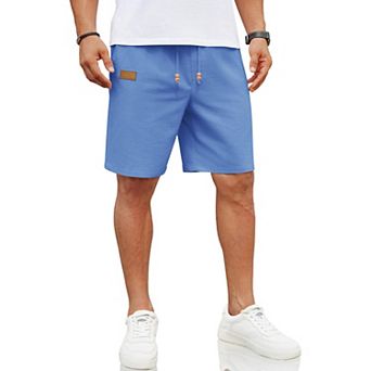 COOFANDY Casual Summer Shorts for Men Elastic Waist Linen Beach Shorts with Pockets