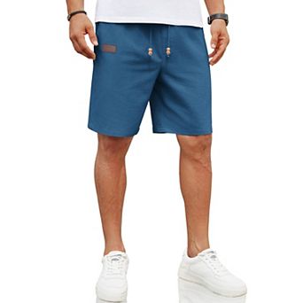 COOFANDY Casual Summer Shorts for Men Elastic Waist Linen Beach Shorts with Pockets