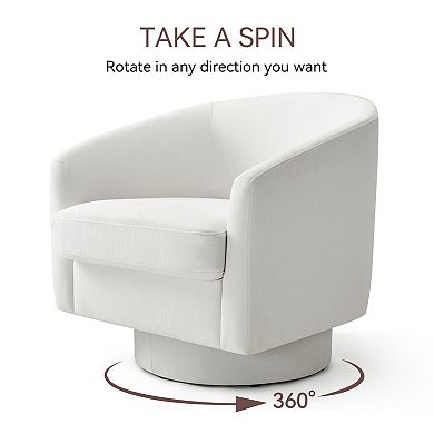 Opoiar Modern Round Swivel Accent Chair Chenille Upholstered