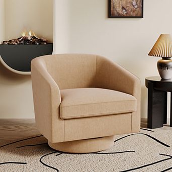 Opoiar Modern Round Swivel Accent Chair Chenille Upholstered