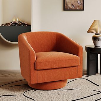Opoiar Modern Round Swivel Accent Chair Chenille Upholstered