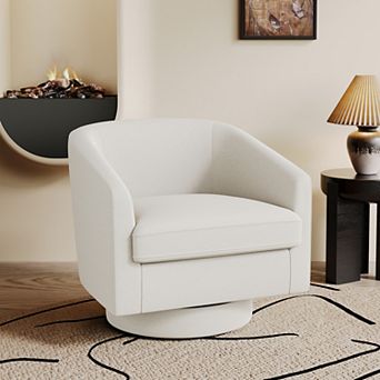 Opoiar Modern Round Swivel Accent Chair Chenille Upholstered