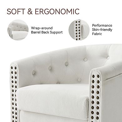 Opoiar Modern Round Swivel Accent Chair with Nailhead Trim