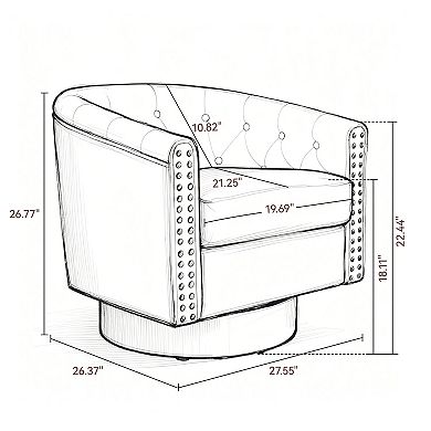 Opoiar Modern Round Swivel Accent Chair with Nailhead Trim