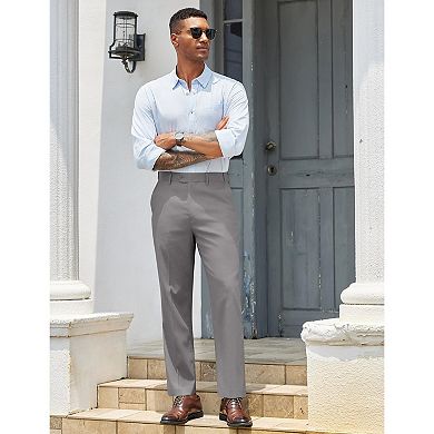 COOFANDY Men' Regular Fitted Business Pants Modern Stretch Waist Dress Slacks