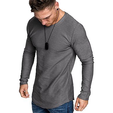 COOFANDY Men 2 Pack Muscle Fitted T Shirt Gym Workout Athletic Long Sleeves Tee