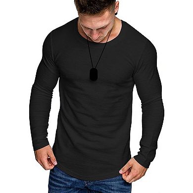 COOFANDY Men 2 Pack Muscle Fitted T Shirt Gym Workout Athletic Long Sleeves Tee