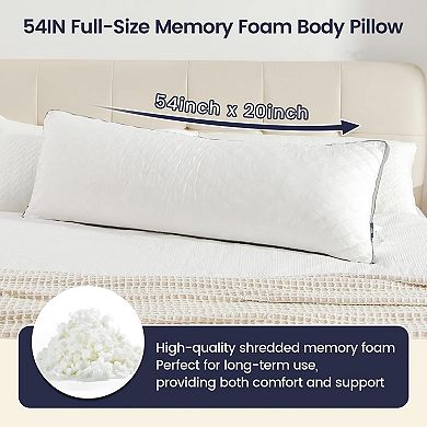 Ergonomic Shredded Memory Foam Body Pillow: Versatile, Breathable, Firm Support (20x54 Inches)