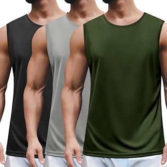 COOFANDY Gym Tank Tops for Men White Workout Sleeveless Swim Shirt 3 Pack Gym Muscle Athletic