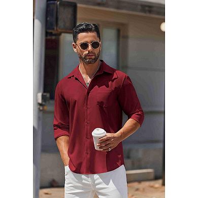 COOFANDY Men' Button Down Shirt Long Sleeve Untucked Casual Shirt with Pocket