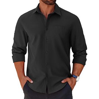 COOFANDY Men' Button Down Shirt Long Sleeve Untucked Casual Shirt with Pocket