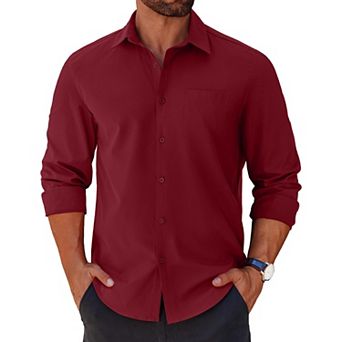 COOFANDY Men' Button Down Shirt Long Sleeve Untucked Casual Shirt with Pocket