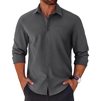 COOFANDY Mens Button Down Shirts Long Sleeve Shirts Casual Untucked Dress Shirt with Pocket