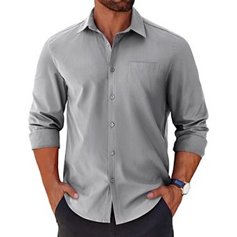 COOFANDY Men' Button Down Shirt Long Sleeve Untucked Casual Shirt with Pocket