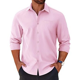 COOFANDY Men' Button Down Shirt Long Sleeve Untucked Casual Shirt with Pocket