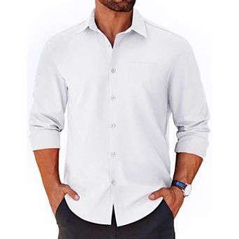 COOFANDY Men' Button Down Shirt Long Sleeve Untucked Casual Shirt with Pocket