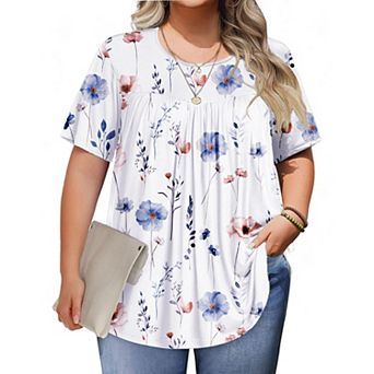 Zeagoo Womens Plus Size Tops Short Sleeve Tunic Crew Neck Shirts Summer Casual Loose Blouse