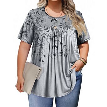 Zeagoo Womens Plus Size Tops Short Sleeve Tunic Crew Neck Shirts Summer Casual Loose Blouse