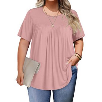 Zeagoo Womens Plus Size Tops Short Sleeve Tunic Crew Neck Shirts Summer Casual Loose Blouse