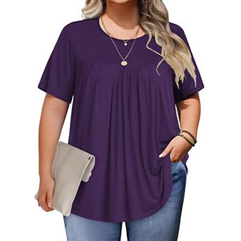 Zeagoo Womens Plus Size Tops Short Sleeve Tunic Crew Neck Shirts Summer Casual Loose Blouse