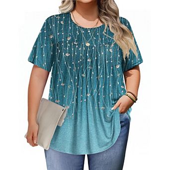 Zeagoo Womens Plus Size Tops Short Sleeve Tunic Crew Neck Shirts Summer Casual Loose Blouse