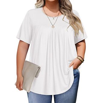 Zeagoo Womens Plus Size Tops Short Sleeve Tunic Crew Neck Shirts Summer Casual Loose Blouse