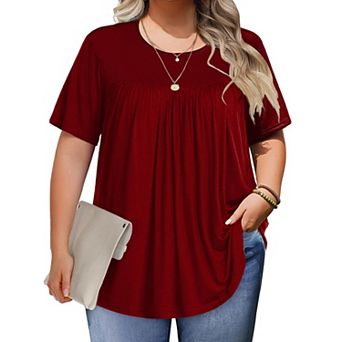 Zeagoo Womens Plus Size Tops Short Sleeve Tunic Crew Neck Shirts Summer Casual Loose Blouse