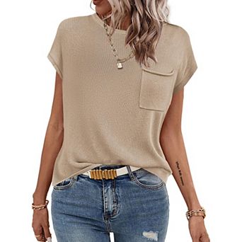 Zeagoo Sleeveless Sweater Vest Casual Pocket Cape Sleeve Knit Pullover Tank Top for Women