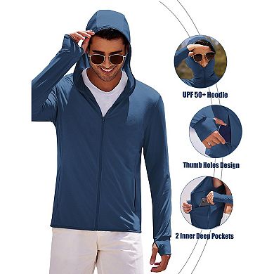 COOFANDY Men' Full Zip Lightweight Hoodies UPF 50 Sun Protection Jacket with Pockets Long Sleeve