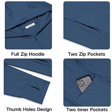 COOFANDY Men' Full Zip Lightweight Hoodies UPF 50 Sun Protection Jacket with Pockets Long Sleeve