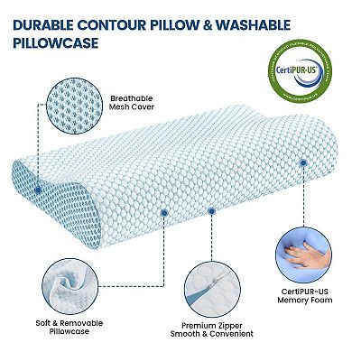 5S Slow Rebound Memory Foam Pillow: Washable, Breathable, 2 Heights for Neck Support