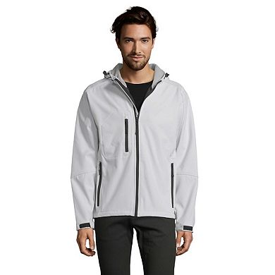 SOLS Mens Replay Hooded Soft Shell Jacket (Breathable Windproof And Water Resistant)