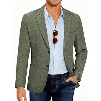 COOFANDY Men Linen Summer Blazer Stylish Regular Fit Linen Sportcoat Business Work Suit Jacket