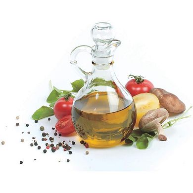 10 oz Glass Cruet with Stopper, Clear Oil & Vinegar Bottle for Kitchen