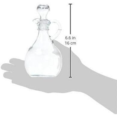 10 oz Glass Cruet with Stopper, Clear Oil & Vinegar Bottle for Kitchen