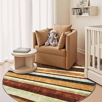 5ft Round Rug Washable Colorful Theme Non Slip Soft Carpet Bedroom Playroom Living Room